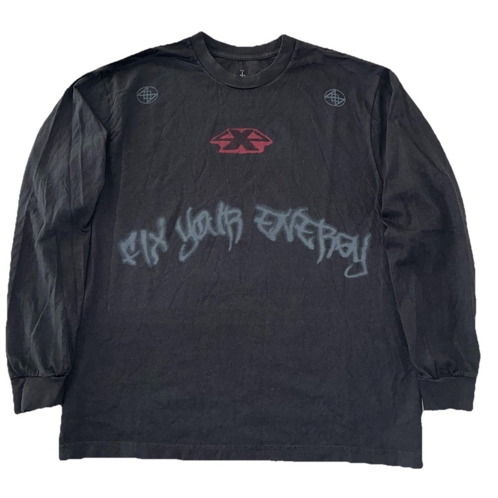 Travis‎ Scott Long Sleeve Shirt L Black 4x4 Fix Your Energy NEW *missing print
